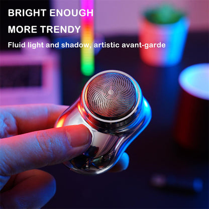 Mini afeitadora facial portátil inalámbrica recargable por USB, afeitadora eléctrica para uso en seco y húmedo, afeitado indoloro, tamaño compacto para hombres