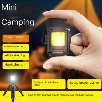 Mini linterna COB multifunción para llavero con carga tipo C
